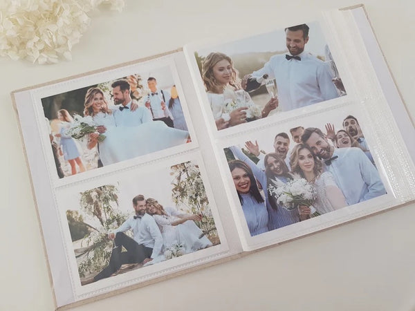 Personalised Linen Hardcover 4x6 inch Photo album Customised 120 Pockets